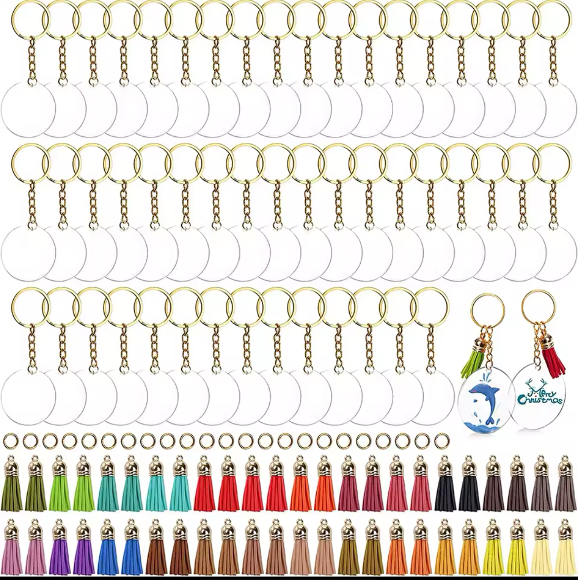 Llaveros Acrilicos Redondo X50 Dorados