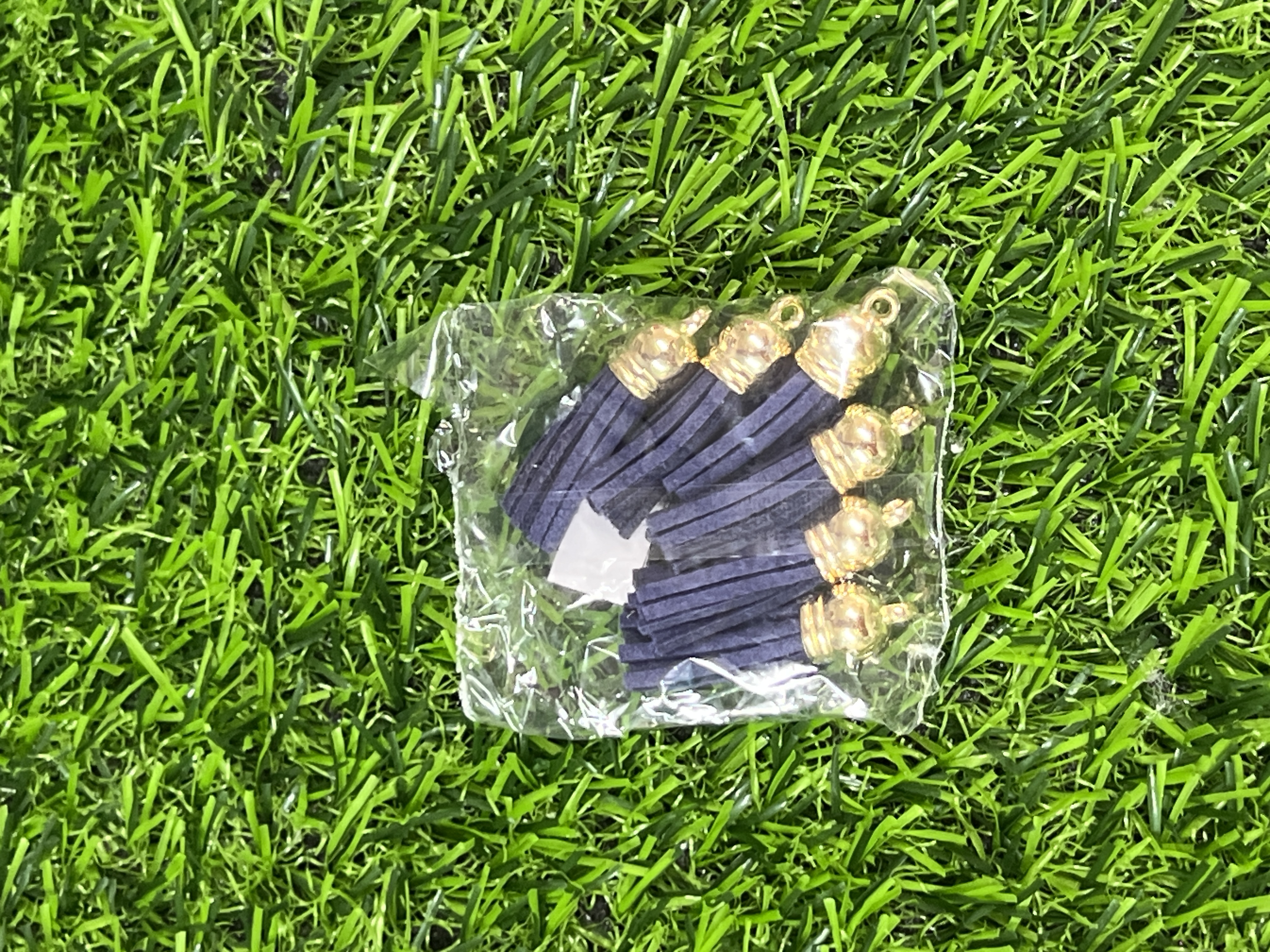 Borlas De Cuerina Tapa Dorada Color Azul Marino Profundo