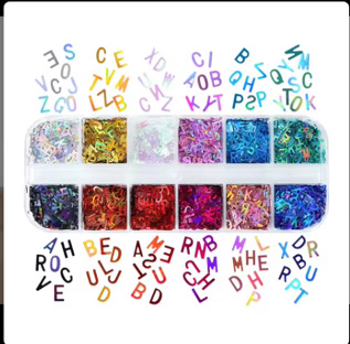 Lentejuelas En Cajita Letras