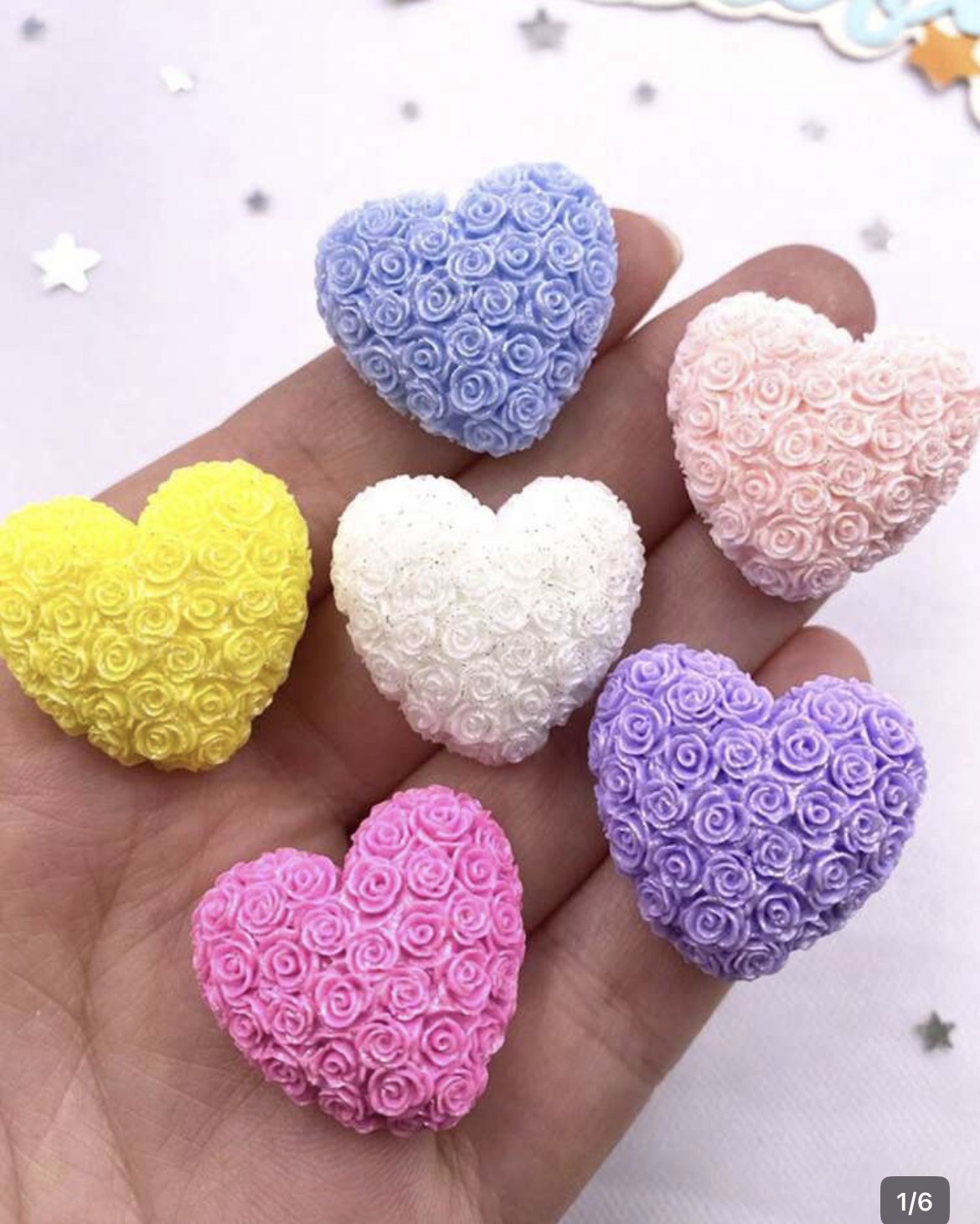 Apliques En Acrílico De Corazones Con Rosas