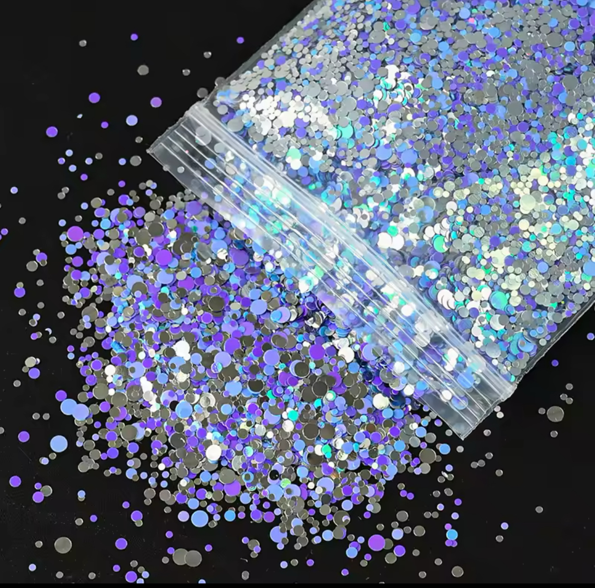 Glitter Chunky Multicolor 10g Lila Azul Y Plata 