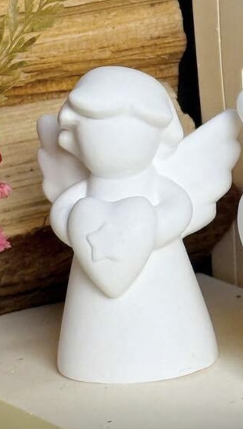 Mole ángel 3d Para Cemento Resina Yeso Con Corazón En Relieve Y Con Cabello