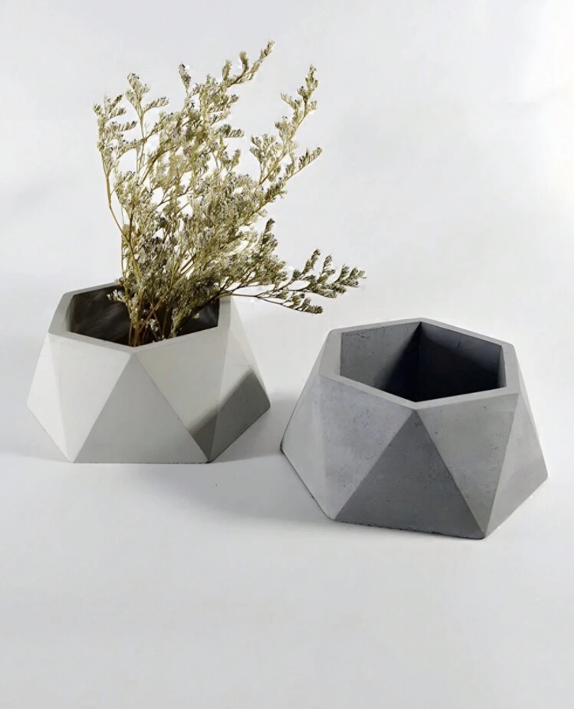 Molde Matero Macetero Hexagonal Base Ancha Molde Gris