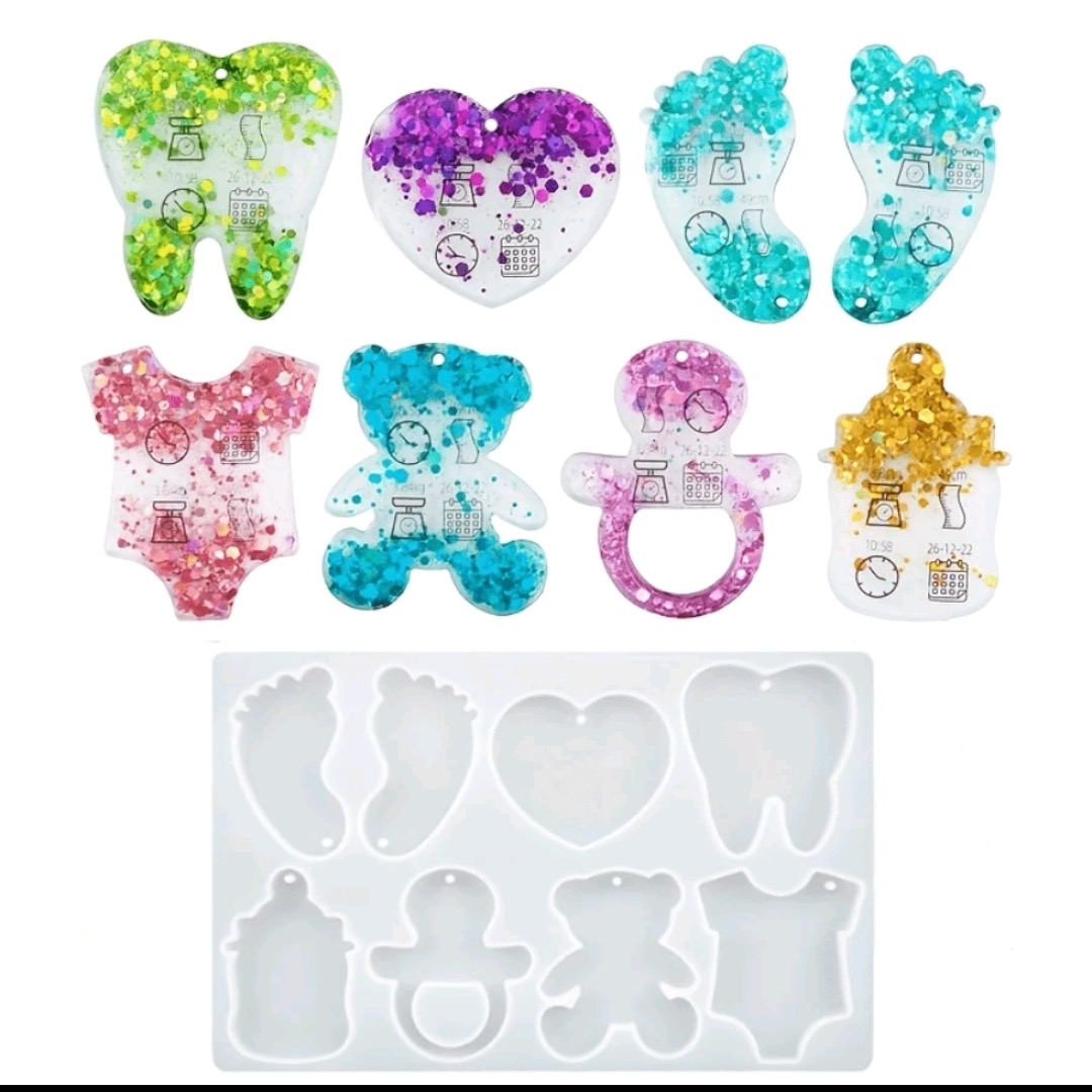 Molde Recuerdo Baby Shower Pie Tetero Body Muela Oso