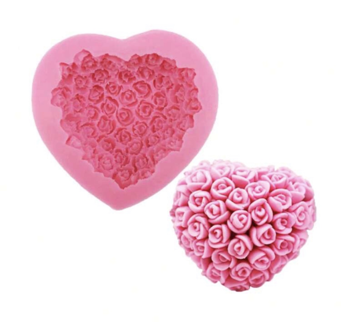 Molde Vela Corazón Con Rosas 