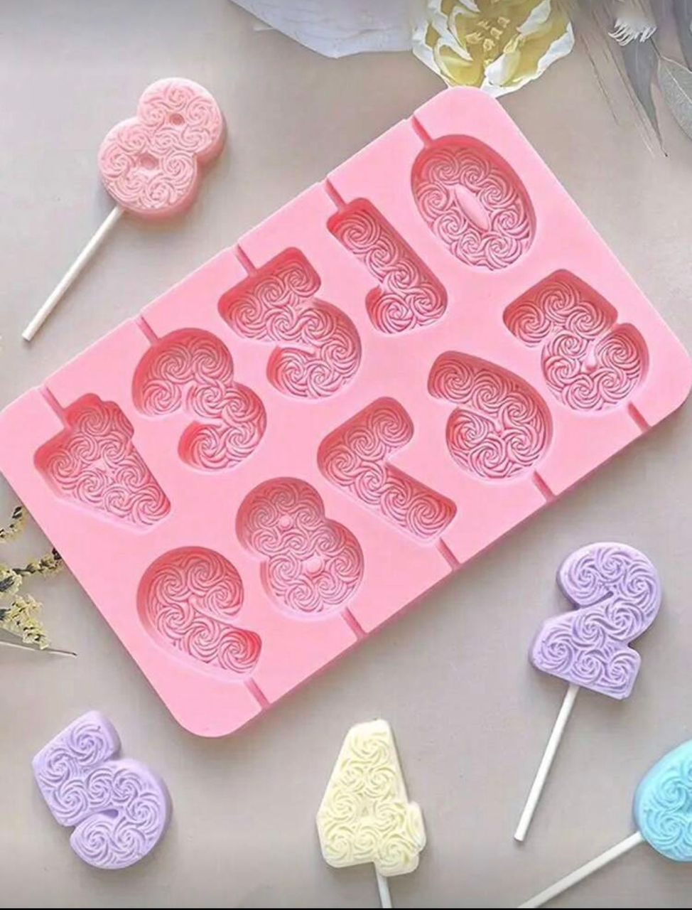 Molde Vela Numeros Con Flores