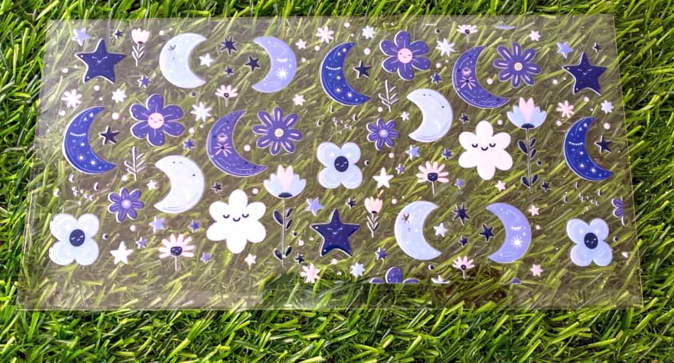 Uvdtf Vasos Lunas Y Estrellas Azules