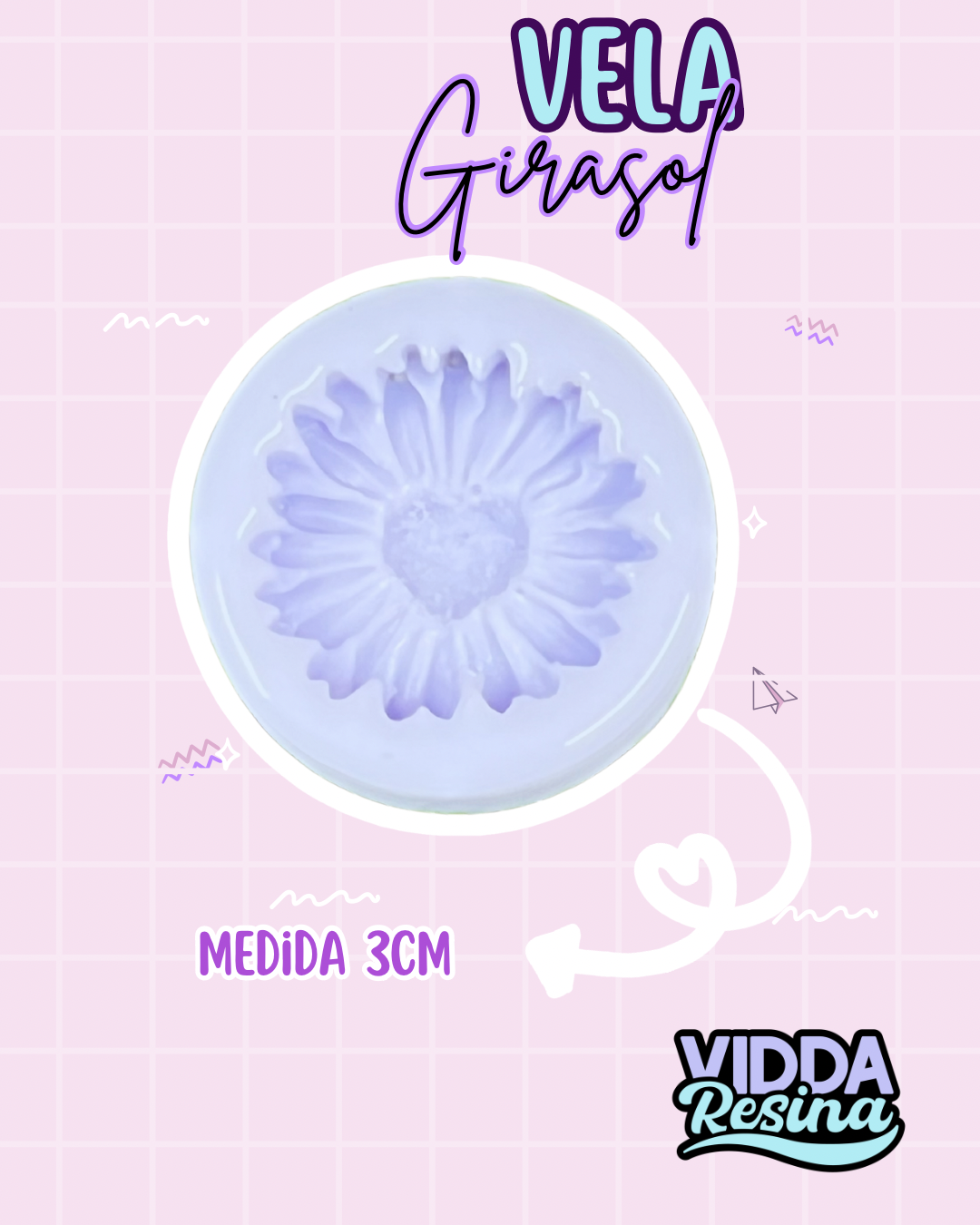 Molde Vela Girasol Con Corazon En El Medio S Mvel