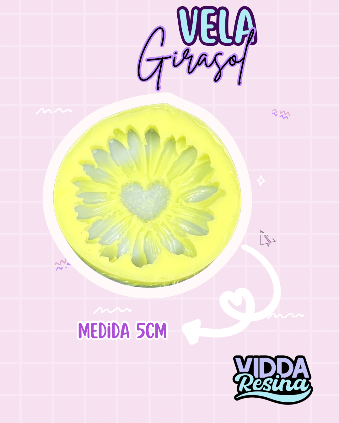 Molde Vela Girasol Con Corazon En El Medio L Mvel