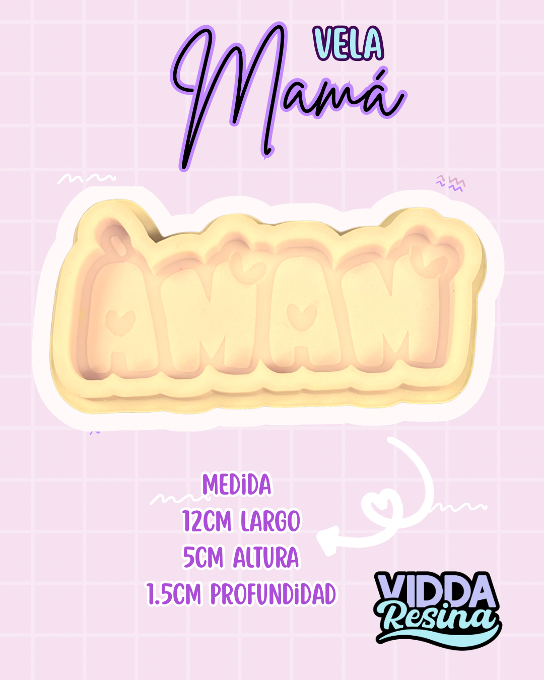 Molde Mama Vela Corazones Letras Gorditas Mvel