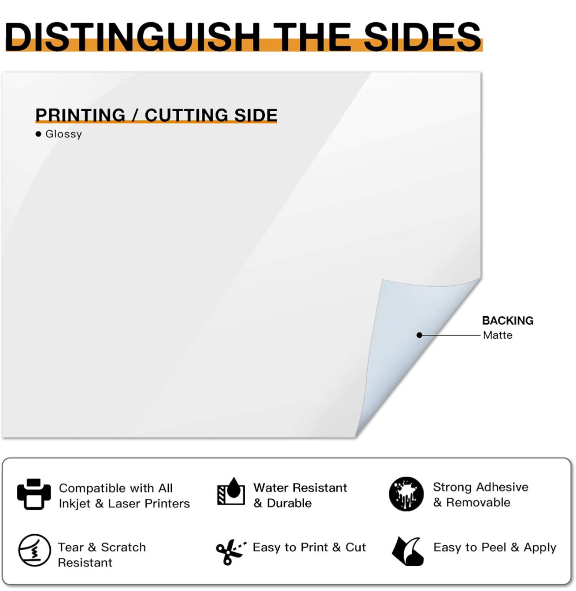 Vinyl Imprimible Blanco Brillante Htvront Unidad